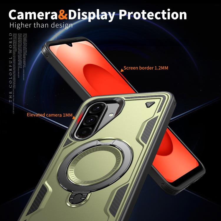 For Samsung Galaxy A17 5G PC Hybrid TPU Armor MagSafe Ring Holder Phone Case