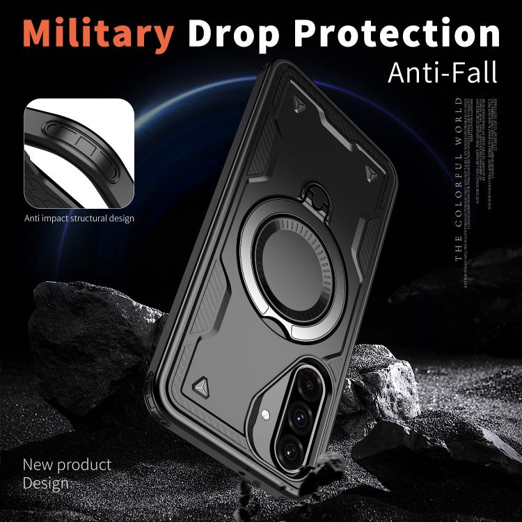 For Samsung Galaxy A17 5G PC Hybrid TPU Armor MagSafe Ring Holder Phone Case