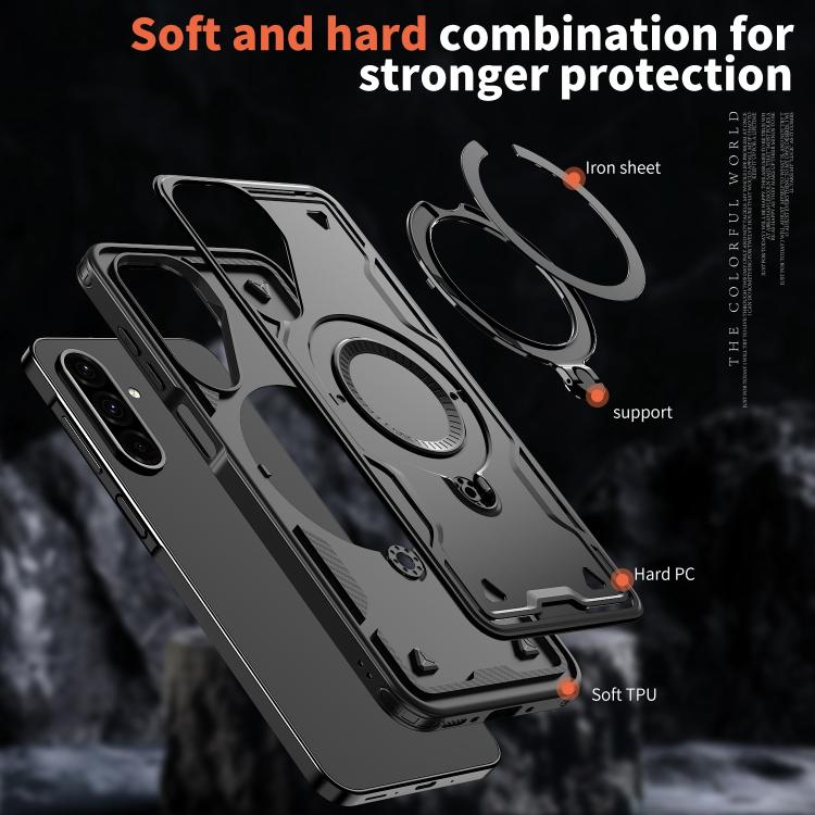 For Samsung Galaxy A17 5G PC Hybrid TPU Armor MagSafe Ring Holder Phone Case