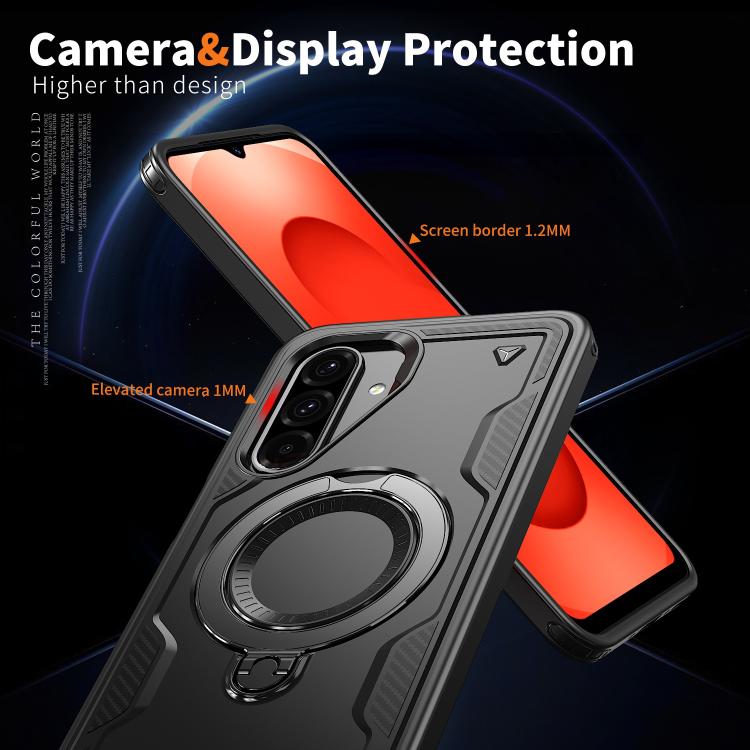 For Samsung Galaxy A17 5G PC Hybrid TPU Armor MagSafe Ring Holder Phone Case