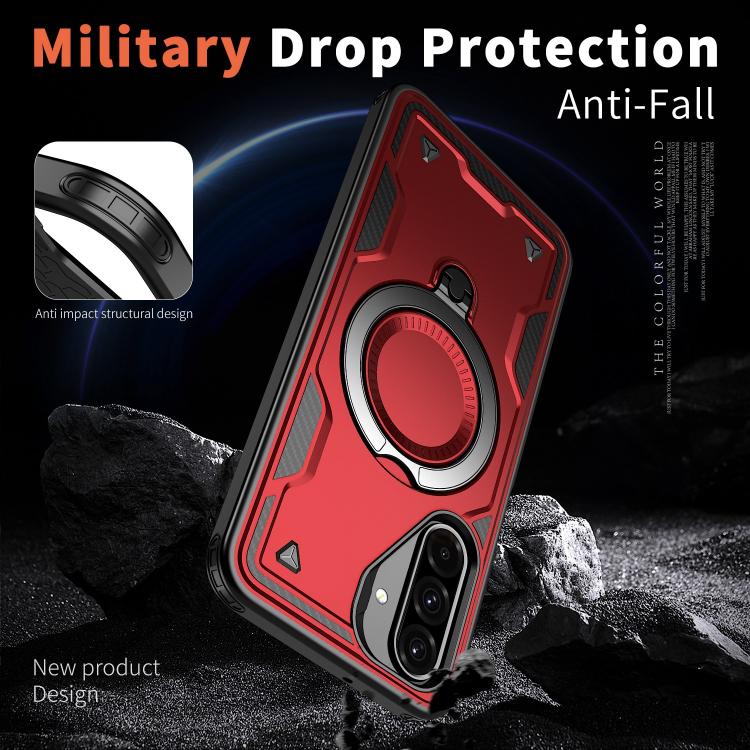 For Samsung Galaxy A17 5G PC Hybrid TPU Armor MagSafe Ring Holder Phone Case