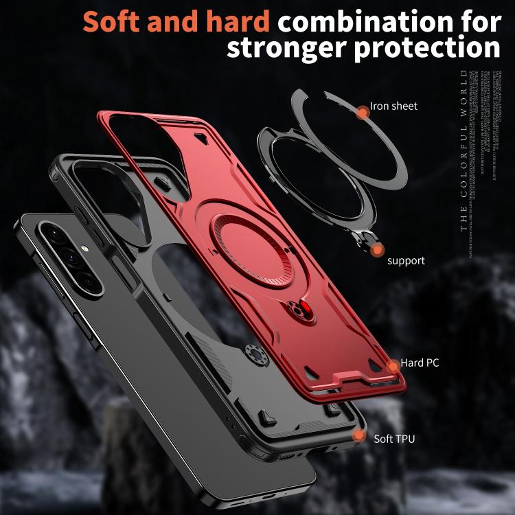 For Samsung Galaxy A17 5G PC Hybrid TPU Armor MagSafe Ring Holder Phone Case