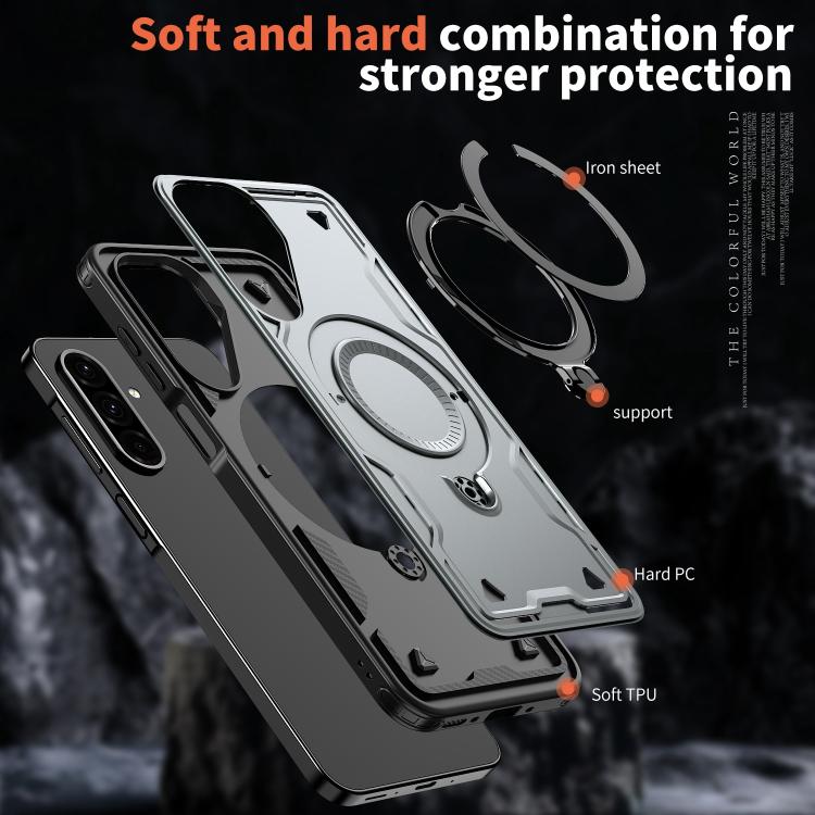 For Samsung Galaxy A17 5G PC Hybrid TPU Armor MagSafe Ring Holder Phone Case