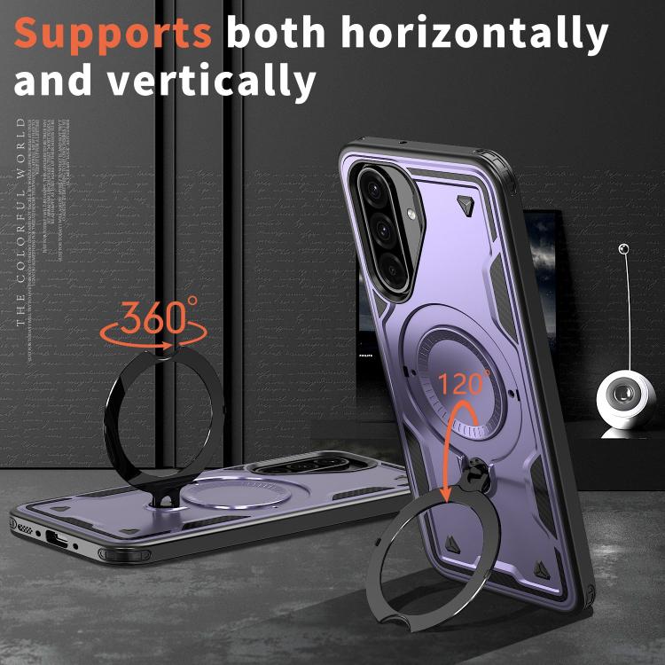 For Samsung Galaxy A17 5G PC Hybrid TPU Armor MagSafe Ring Holder Phone Case