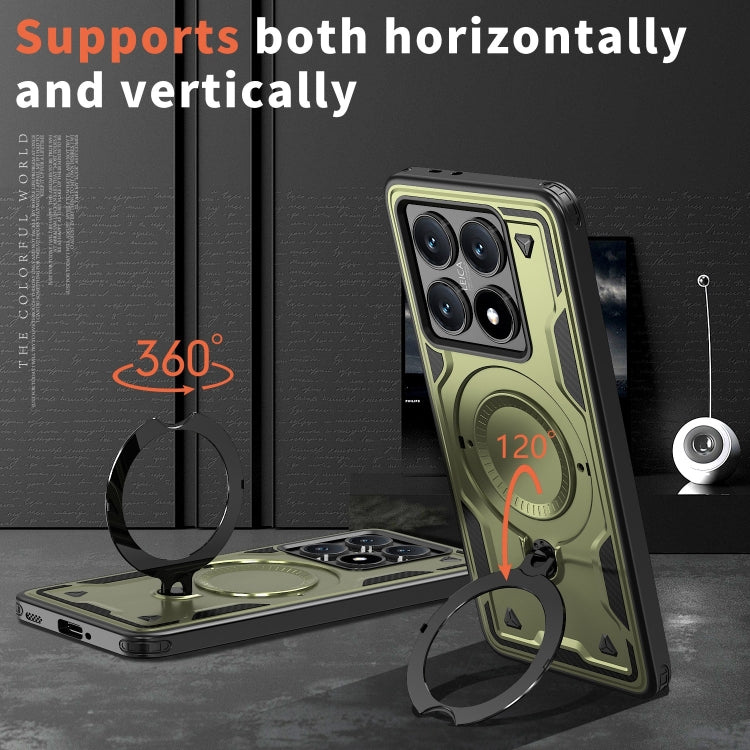 For Xiaomi 14T PC Hybrid TPU Armor MagSafe Ring Holder Phone Case