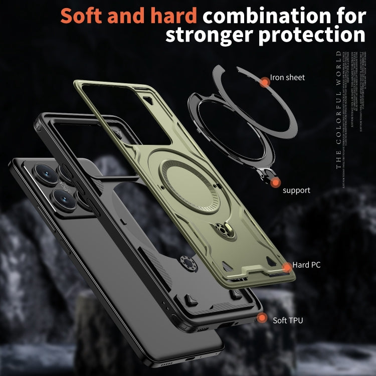 For Xiaomi 14T PC Hybrid TPU Armor MagSafe Ring Holder Phone Case