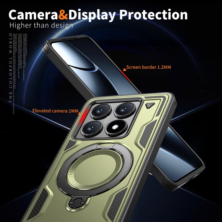 For Xiaomi 14T PC Hybrid TPU Armor MagSafe Ring Holder Phone Case