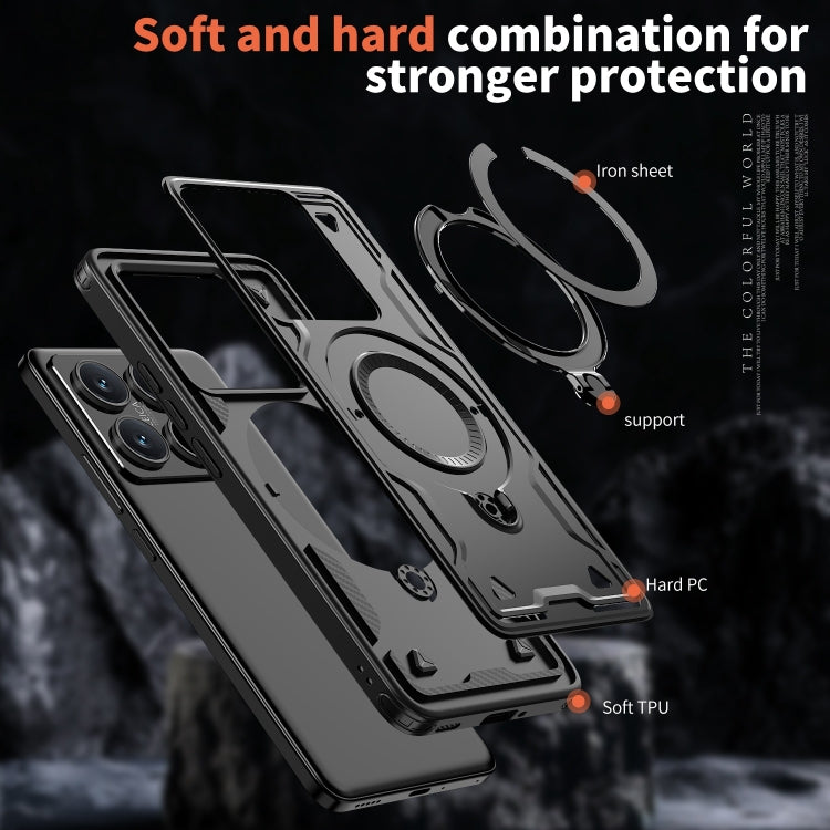 For Xiaomi 14T PC Hybrid TPU Armor MagSafe Ring Holder Phone Case