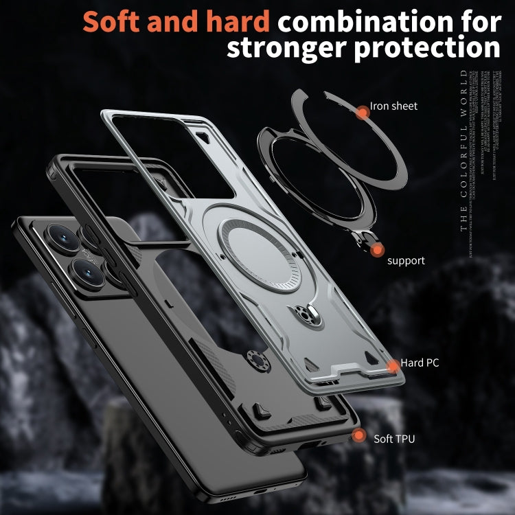 For Xiaomi 14T PC Hybrid TPU Armor MagSafe Ring Holder Phone Case