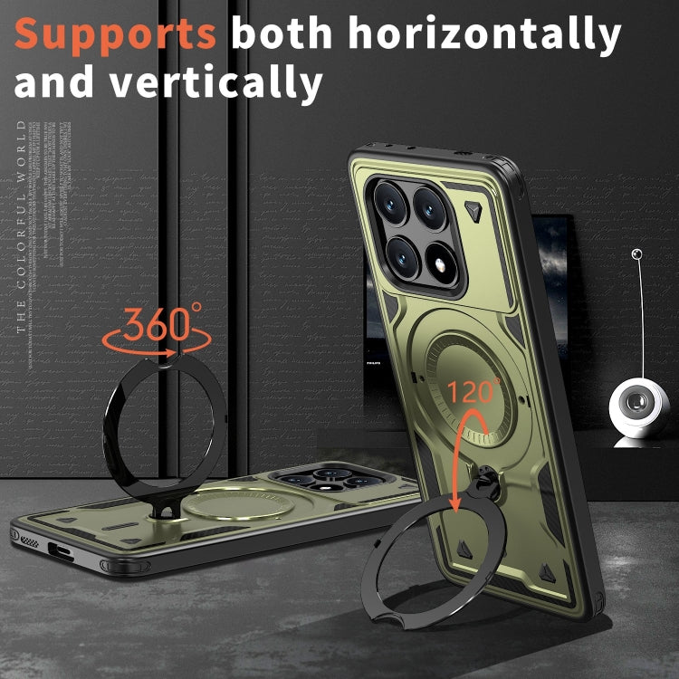 For Xiaomi Poco X6 Pro 5G PC Hybrid TPU Armor MagSafe Ring Holder Phone Case
