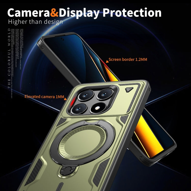 For Xiaomi Poco X6 Pro 5G PC Hybrid TPU Armor MagSafe Ring Holder Phone Case