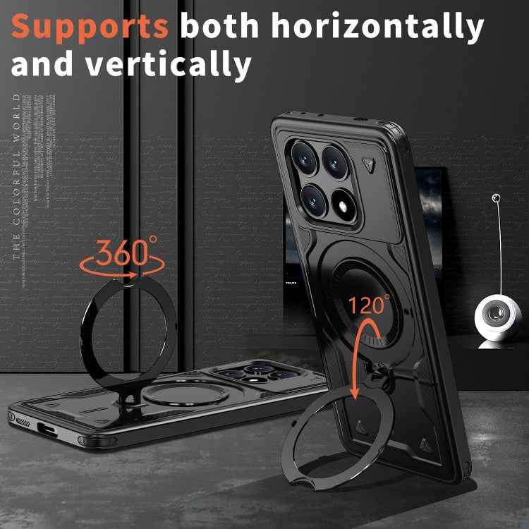 For Xiaomi Poco X6 Pro 5G PC Hybrid TPU Armor MagSafe Ring Holder Phone Case