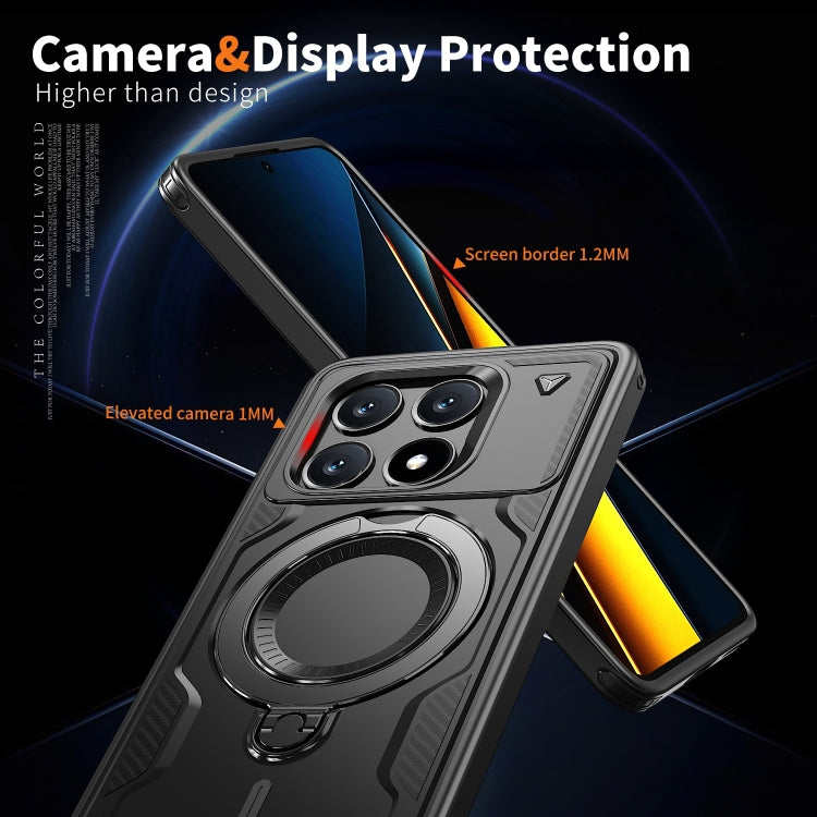 For Xiaomi Poco X6 Pro 5G PC Hybrid TPU Armor MagSafe Ring Holder Phone Case