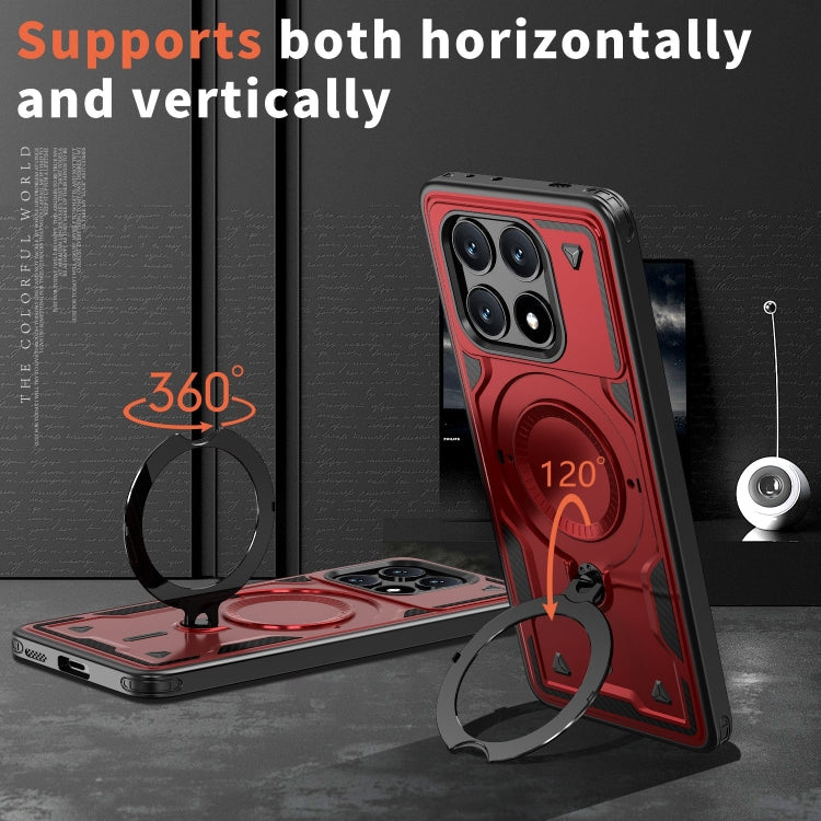 For Xiaomi Poco X6 Pro 5G PC Hybrid TPU Armor MagSafe Ring Holder Phone Case