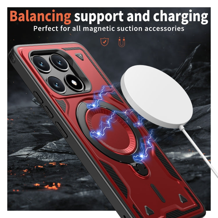 For Xiaomi Poco X6 Pro 5G PC Hybrid TPU Armor MagSafe Ring Holder Phone Case