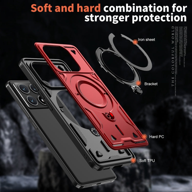 For Xiaomi Poco X6 Pro 5G PC Hybrid TPU Armor MagSafe Ring Holder Phone Case