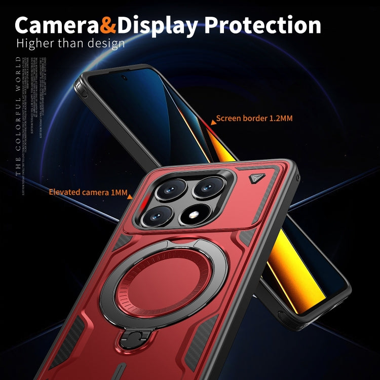 For Xiaomi Poco X6 Pro 5G PC Hybrid TPU Armor MagSafe Ring Holder Phone Case