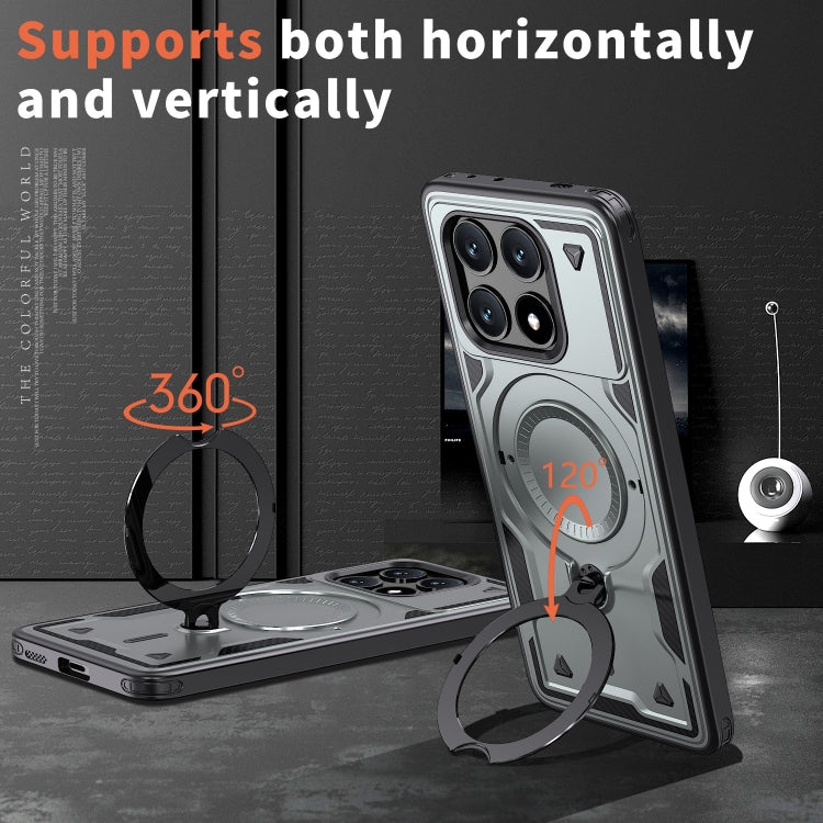 For Xiaomi Poco X6 Pro 5G PC Hybrid TPU Armor MagSafe Ring Holder Phone Case