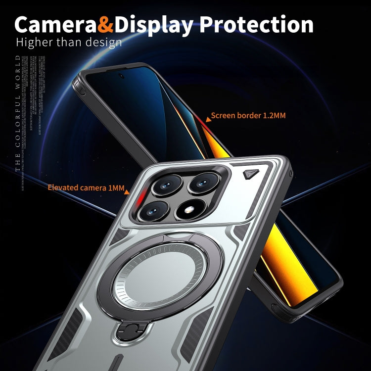 For Xiaomi Poco X6 Pro 5G PC Hybrid TPU Armor MagSafe Ring Holder Phone Case