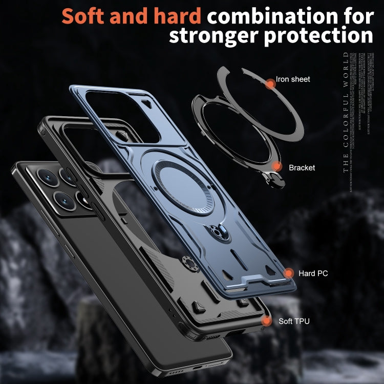 For Xiaomi Poco X6 Pro 5G PC Hybrid TPU Armor MagSafe Ring Holder Phone Case
