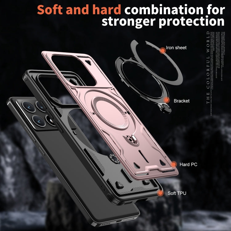 For Xiaomi Poco X6 Pro 5G PC Hybrid TPU Armor MagSafe Ring Holder Phone Case