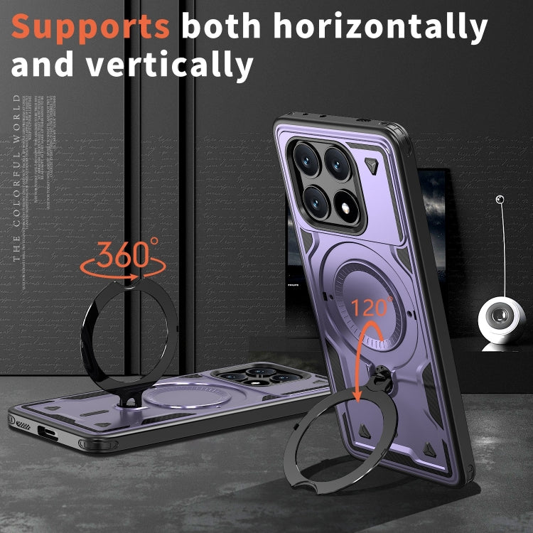 For Xiaomi Poco X6 Pro 5G PC Hybrid TPU Armor MagSafe Ring Holder Phone Case