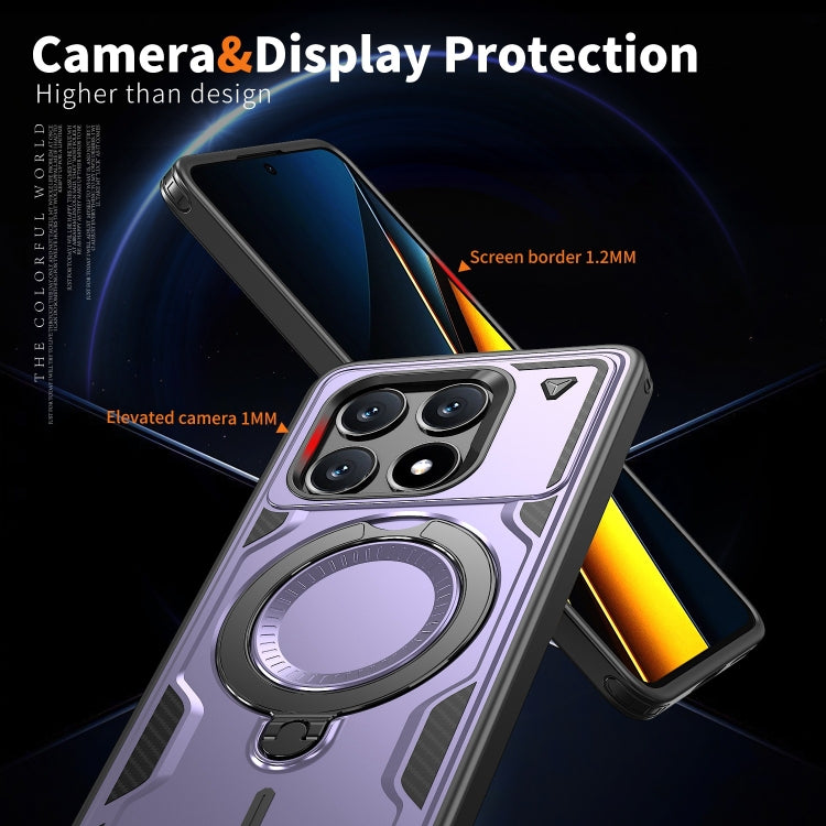 For Xiaomi Poco X6 Pro 5G PC Hybrid TPU Armor MagSafe Ring Holder Phone Case