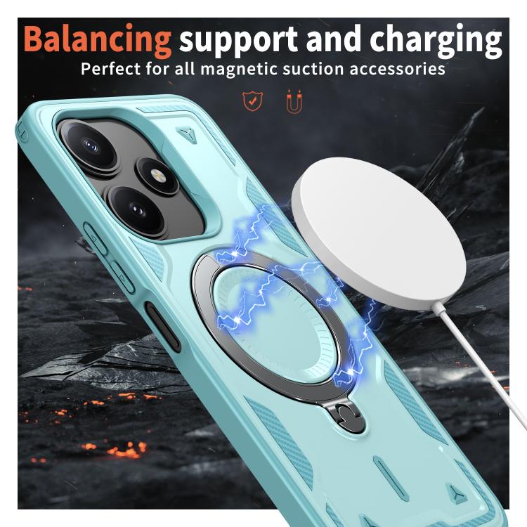 For Xiaomi Poco M6 Pro 5G PC Hybrid TPU Armor MagSafe Ring Holder Phone Case