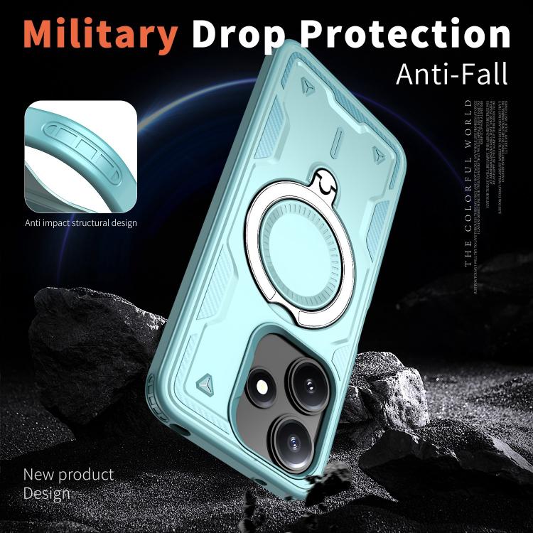 For Xiaomi Poco M6 Pro 5G PC Hybrid TPU Armor MagSafe Ring Holder Phone Case