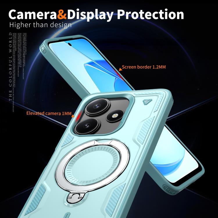 For Xiaomi Poco M6 Pro 5G PC Hybrid TPU Armor MagSafe Ring Holder Phone Case