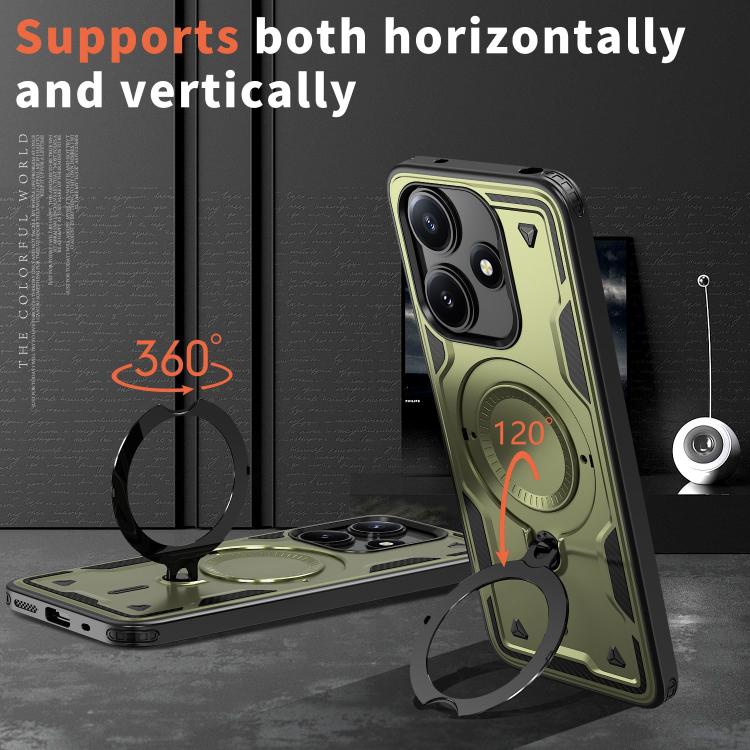 For Xiaomi Poco M6 Pro 5G PC Hybrid TPU Armor MagSafe Ring Holder Phone Case