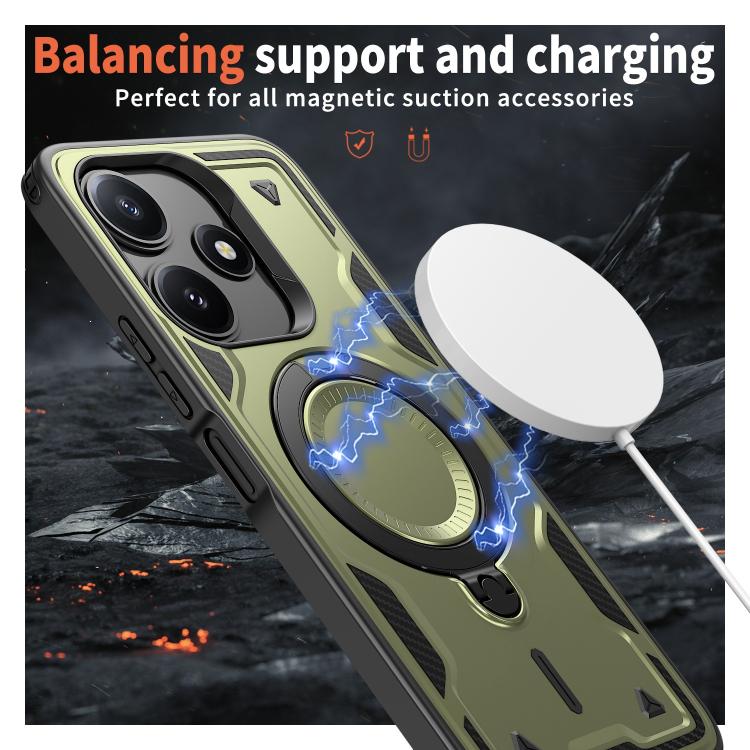 For Xiaomi Poco M6 Pro 5G PC Hybrid TPU Armor MagSafe Ring Holder Phone Case