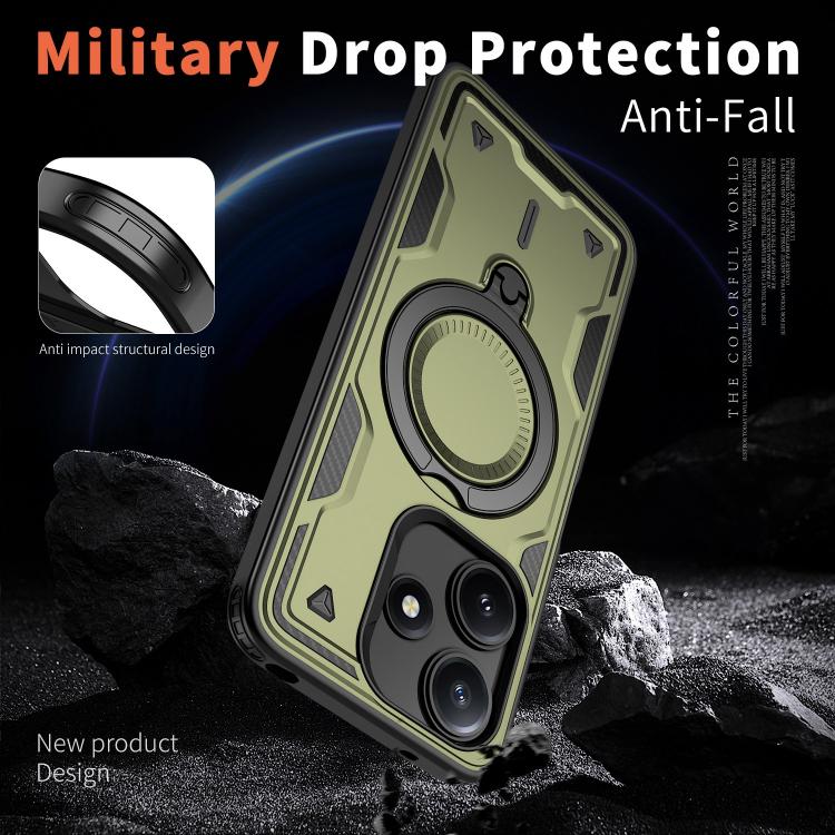 For Xiaomi Poco M6 Pro 5G PC Hybrid TPU Armor MagSafe Ring Holder Phone Case