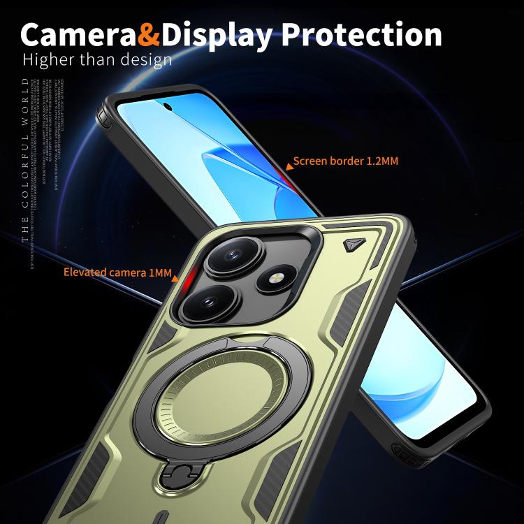 For Xiaomi Poco M6 Pro 5G PC Hybrid TPU Armor MagSafe Ring Holder Phone Case