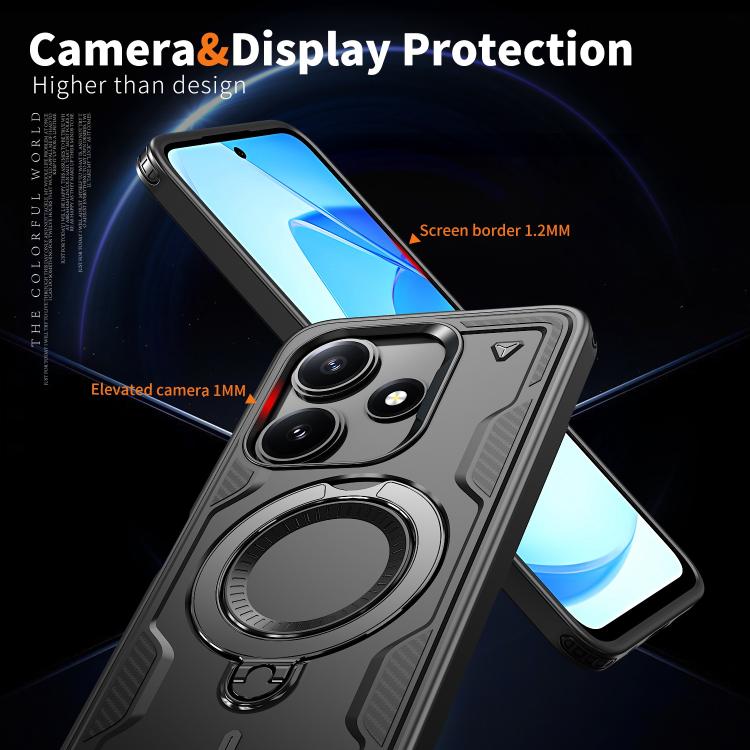For Xiaomi Poco M6 Pro 5G PC Hybrid TPU Armor MagSafe Ring Holder Phone Case
