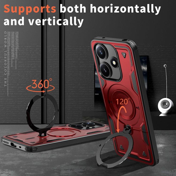 For Xiaomi Poco M6 Pro 5G PC Hybrid TPU Armor MagSafe Ring Holder Phone Case