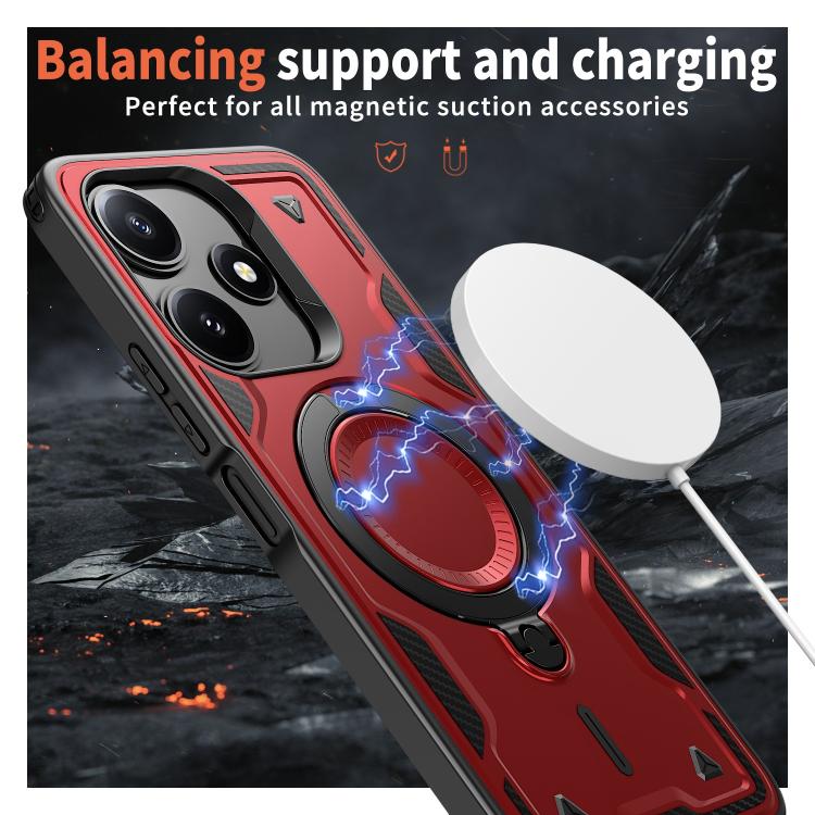 For Xiaomi Poco M6 Pro 5G PC Hybrid TPU Armor MagSafe Ring Holder Phone Case
