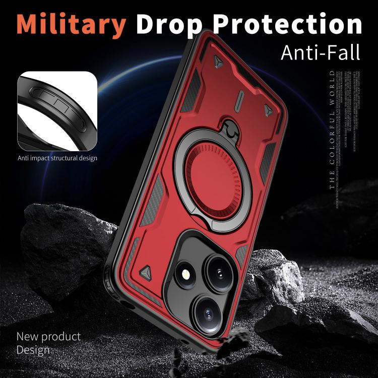 For Xiaomi Poco M6 Pro 5G PC Hybrid TPU Armor MagSafe Ring Holder Phone Case