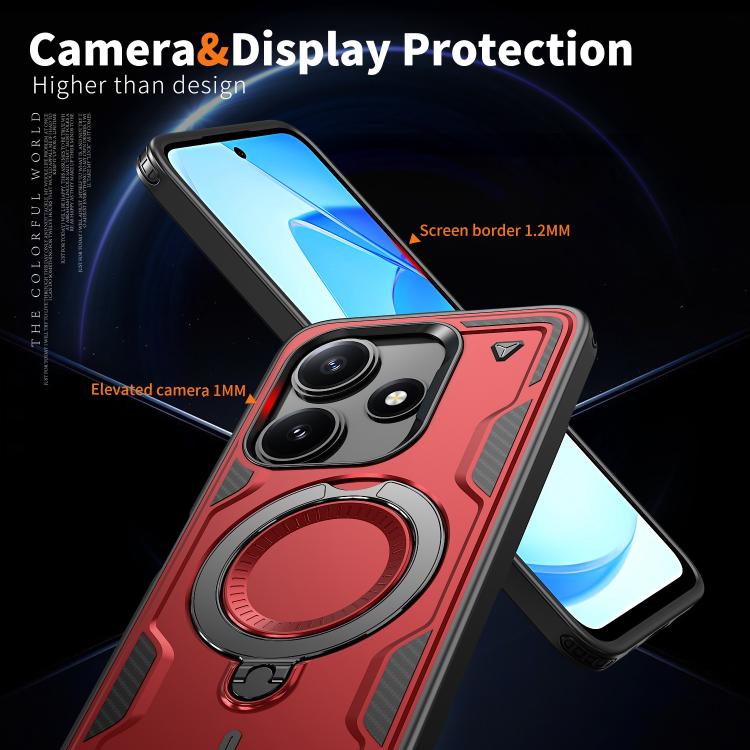 For Xiaomi Poco M6 Pro 5G PC Hybrid TPU Armor MagSafe Ring Holder Phone Case