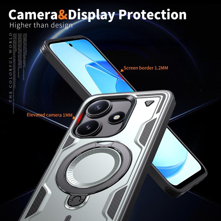 For Xiaomi Poco M6 Pro 5G PC Hybrid TPU Armor MagSafe Ring Holder Phone Case