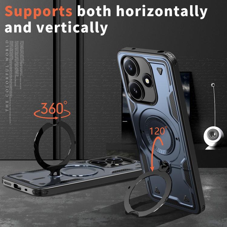For Xiaomi Poco M6 Pro 5G PC Hybrid TPU Armor MagSafe Ring Holder Phone Case