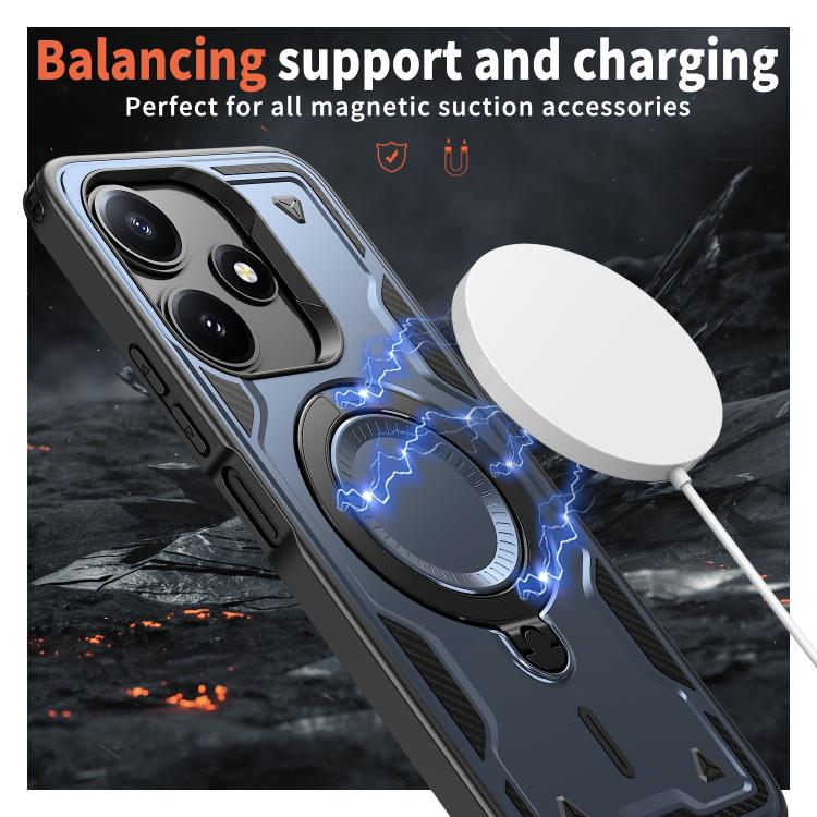 For Xiaomi Poco M6 Pro 5G PC Hybrid TPU Armor MagSafe Ring Holder Phone Case