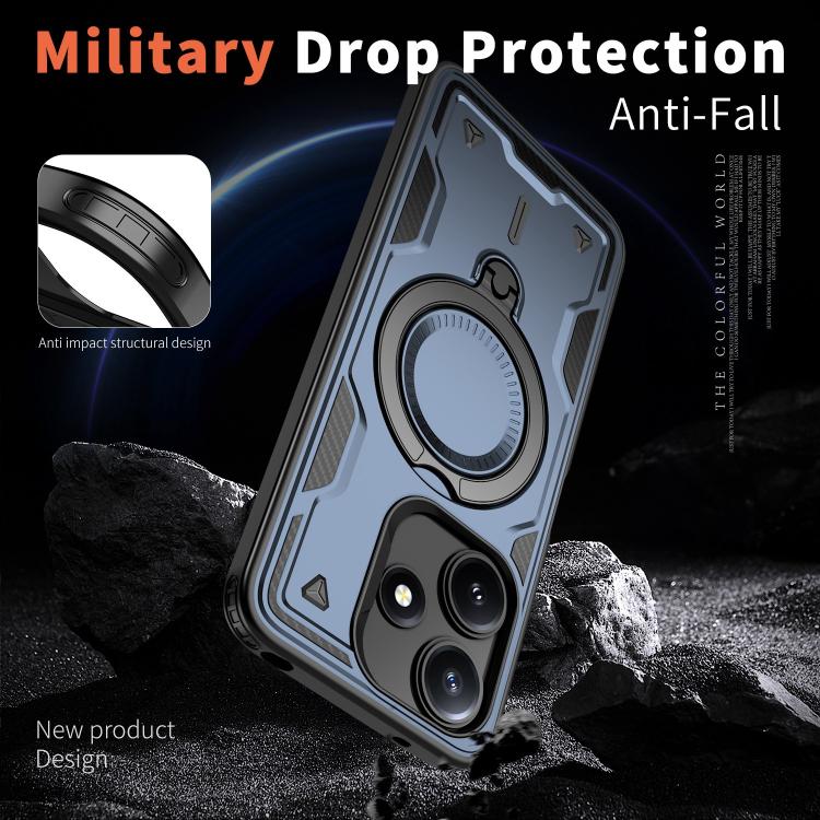 For Xiaomi Poco M6 Pro 5G PC Hybrid TPU Armor MagSafe Ring Holder Phone Case