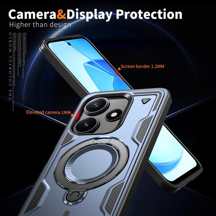 For Xiaomi Poco M6 Pro 5G PC Hybrid TPU Armor MagSafe Ring Holder Phone Case