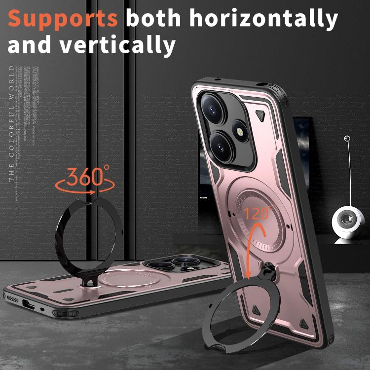 For Xiaomi Poco M6 Pro 5G PC Hybrid TPU Armor MagSafe Ring Holder Phone Case