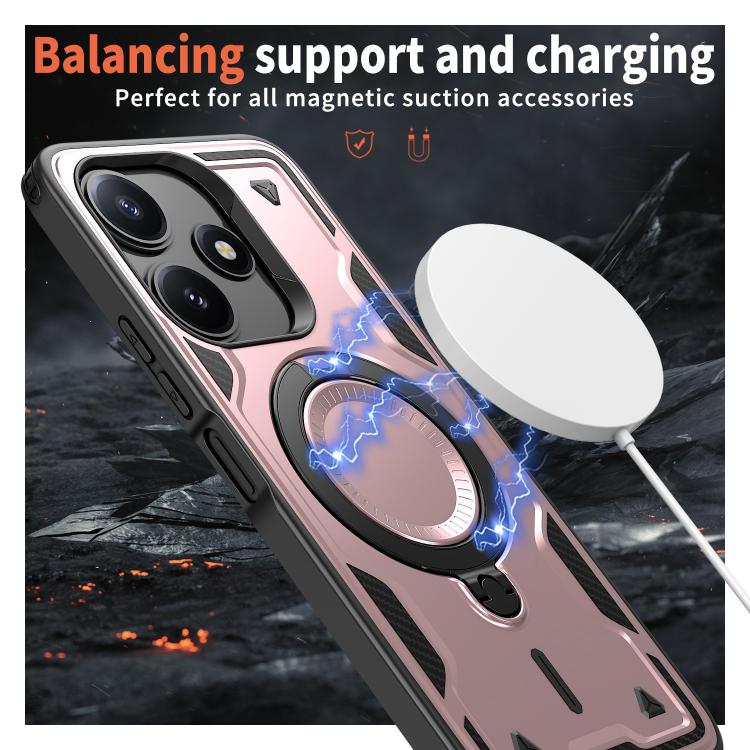 For Xiaomi Poco M6 Pro 5G PC Hybrid TPU Armor MagSafe Ring Holder Phone Case