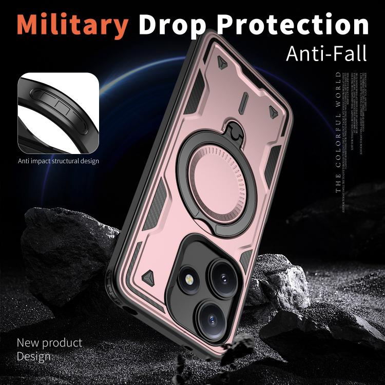 For Xiaomi Poco M6 Pro 5G PC Hybrid TPU Armor MagSafe Ring Holder Phone Case