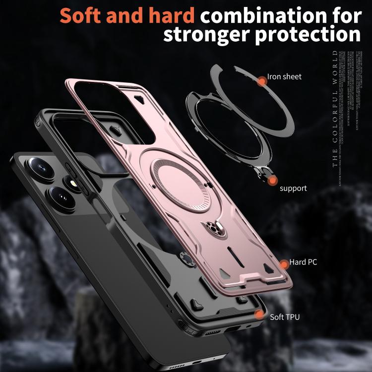 For Xiaomi Poco M6 Pro 5G PC Hybrid TPU Armor MagSafe Ring Holder Phone Case