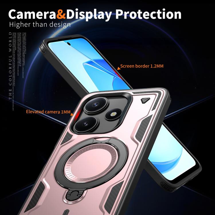 For Xiaomi Poco M6 Pro 5G PC Hybrid TPU Armor MagSafe Ring Holder Phone Case