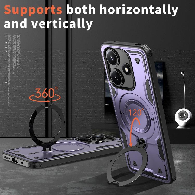 For Xiaomi Poco M6 Pro 5G PC Hybrid TPU Armor MagSafe Ring Holder Phone Case
